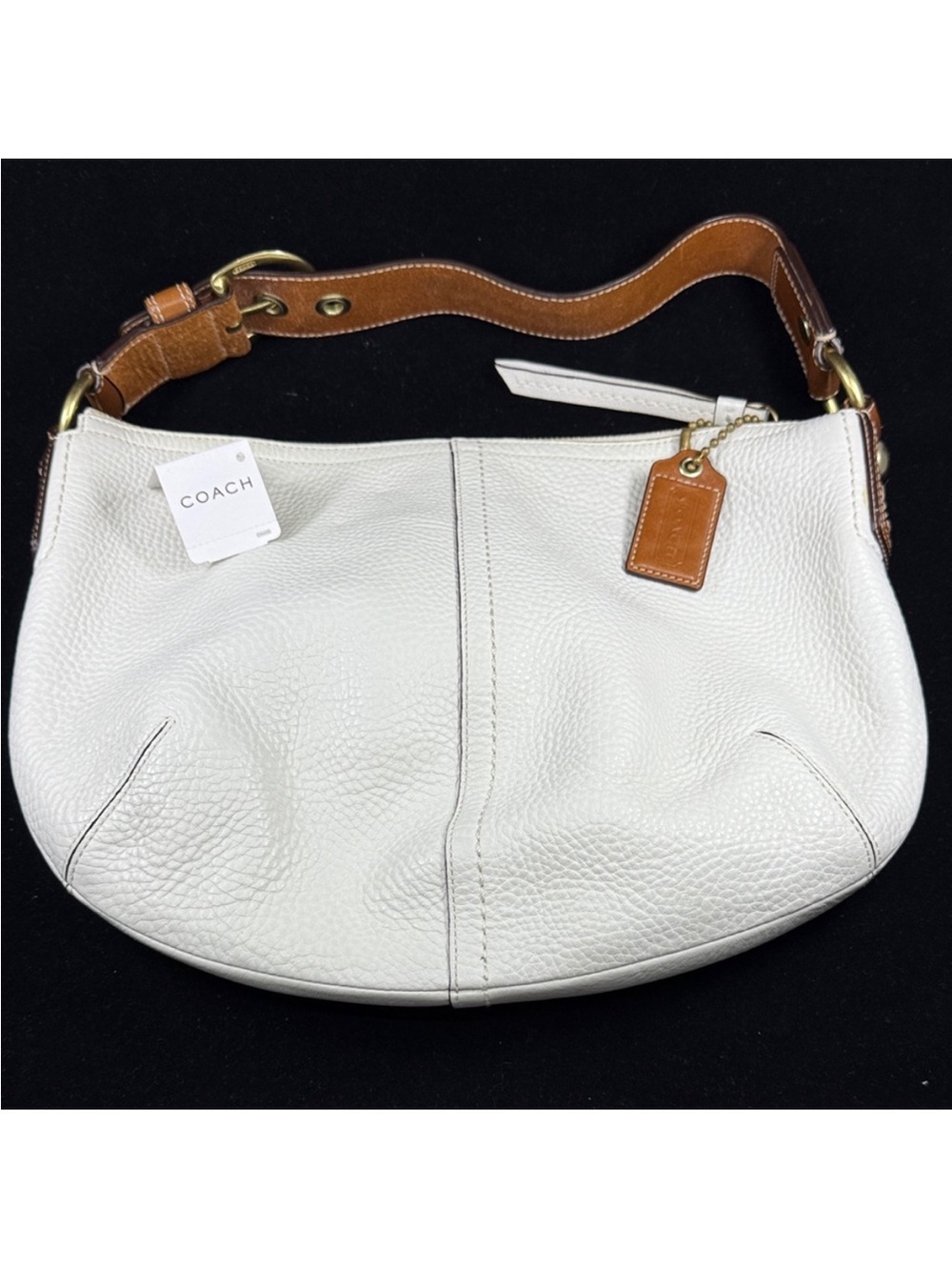 NWOT Coach Vintage Soho White Leather Hobo Shoulder Bag with Brown Strap